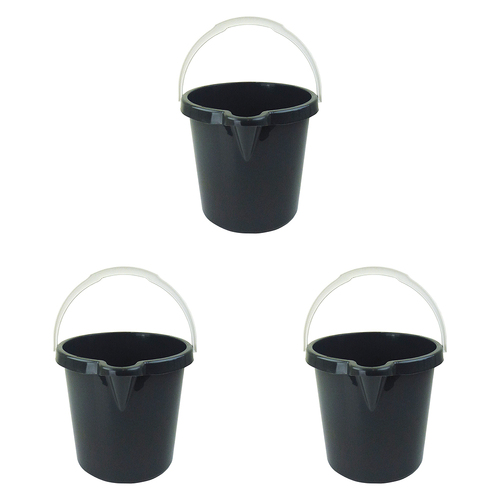 3PK Homeleisure Bucket W/Lip 11L Charcoal Kitchen Cooking 