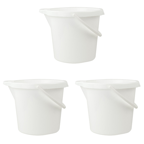 3PK Homeleisure Bucket W/Lip 11L White Kitchen Cooking 