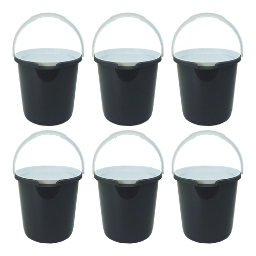 6PK Homeleisure Bucket W/Lid 11L Charcoal Kitchen Cooking 