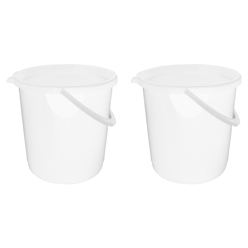 2PK Homeleisure Bucket W/Lid 11L White Kitchen Cooking 