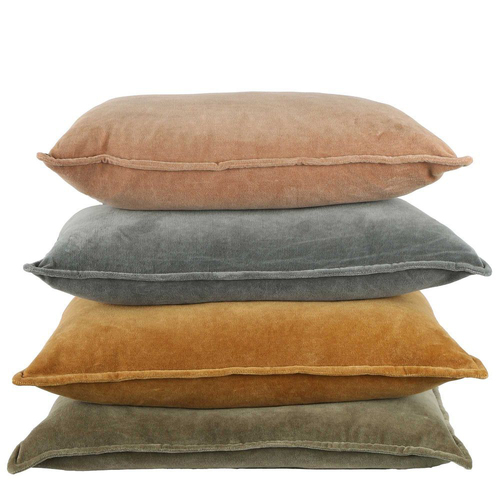 Belle Velvet Euro Cotton Velvet Cushion Pillow Square 60x60cm - Clay