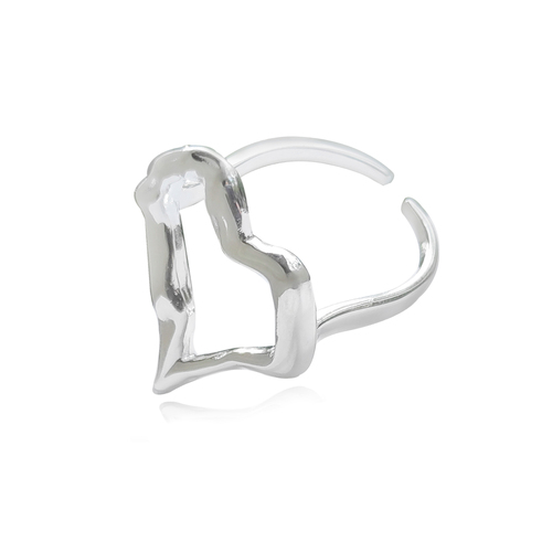 Culturesse KiKi Artisan Heart Adjustable 2cm Open Ring - Silver