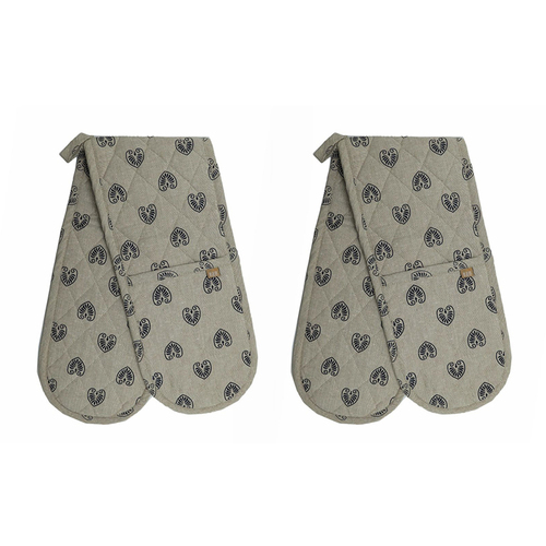 2PK Belle Mandalay Double Cotton Oven Glove Mitt 90x18cm - Navy