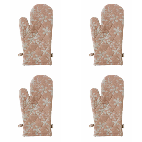 4PK Belle Myrtle Chambray Oven Glove Mitt 32x18cm - Clay