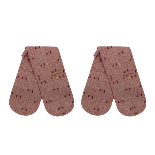 2PK Belle Tuft Cotton Double Oven Glove Mitt 90x18cm - Ruby