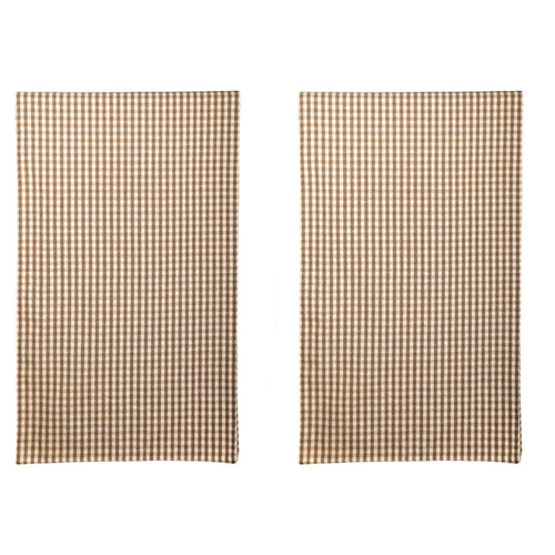 2PK Belle Gingham Cotton Table Runner 150x45cm Rectangle - Earth Brown