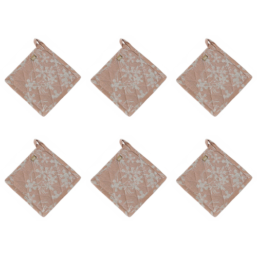 6PK Belle Myrtle Chambray Pot Holder/Trivet 20x20cm Square - Clay