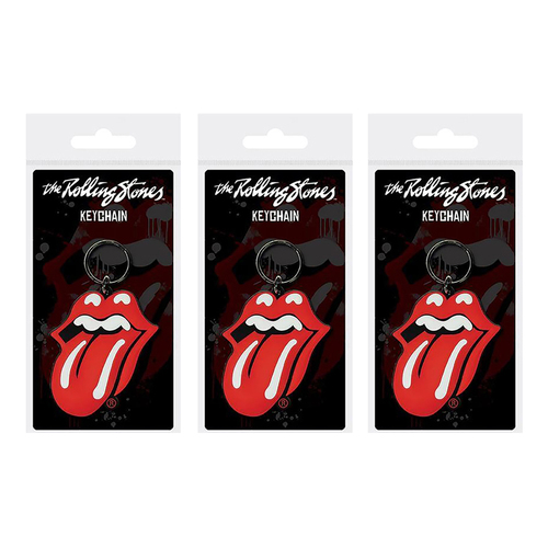 3PK Music Themed The Rolling Stones Rock Group Tounge Rubber Keyring 