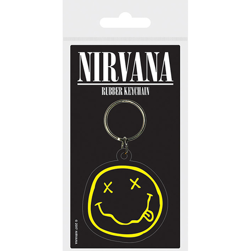 Nirvana Smiley Face Logo Themed 90's Rock Music Rubber Keyring 