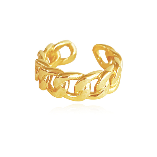 Culturesse Malina Modern Muse Link Chain Adjustable 2cm Open Ring - Gold