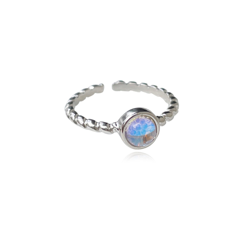 Culturesse Callisto Artisan Moonstone Adjustable 2cm Open Ring - Silver