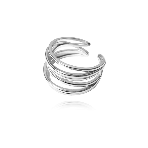 Culturesse Viana Artisan Line Stack Adjustable 2cm Open Ring - Silver