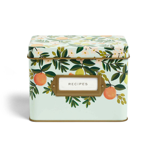 Rifle Paper Co Tin Box w/ 24 Recipe Cards 12x16.5cm - Citrus