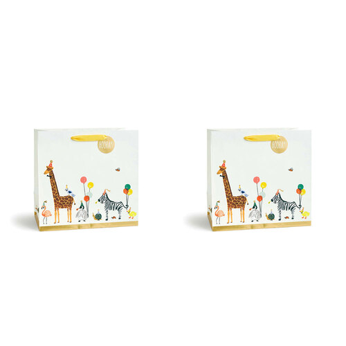 2PK Rifle Paper Co Birthday Gift Bag w/ Ribbon 33x32cm Large Party Animals