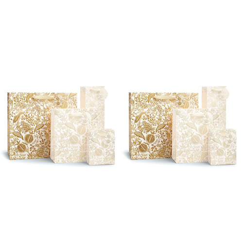 2PK Rifle Paper Co Gift Bag w/ Ribbon 33x32cm Large - Pomegranate