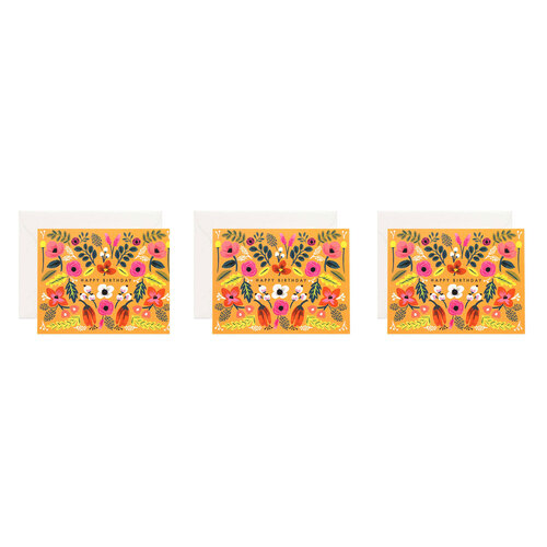 3PK Rifle Paper Co Single Card w/ Envelope Folk Birthday 10.7x14cm