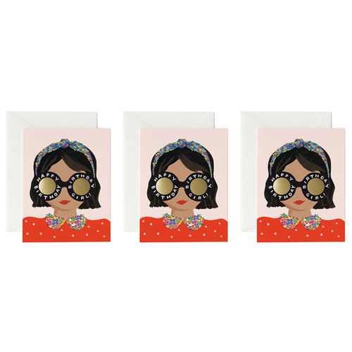 3x Rifle Paper Co 11x14cm Blank Single Greeting Card w/ Envelope Headband Birthday Girl