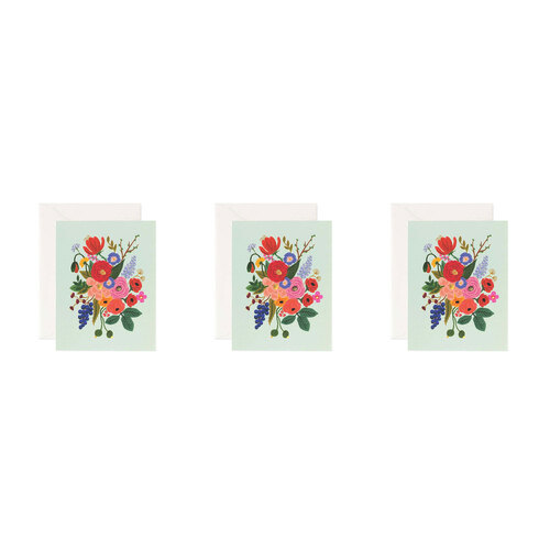 3PK Rifle Paper Co Single Card w/ Envelope Garden Party Mint 10.7x14cm