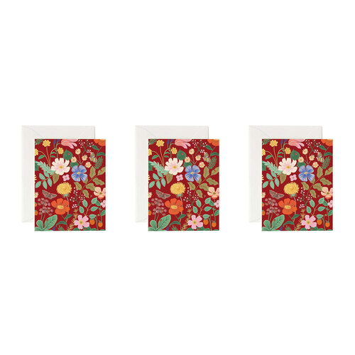 3PK Rifle Paper Co Single Card w/ Envelope Strawberry Fields Red 11x14cm