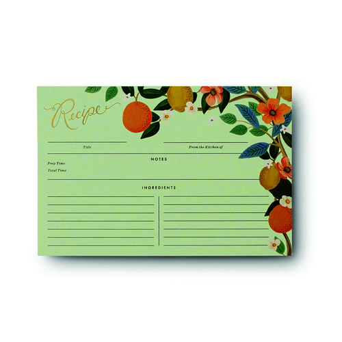 12PK Rifle Paper Co Recipe Cards Record Dinner/Desserts - Citrus Grove