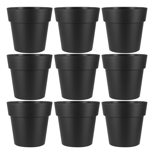 9PK Homeleisure Reko Plastic Plant Pot Round 180mm Charcoal 