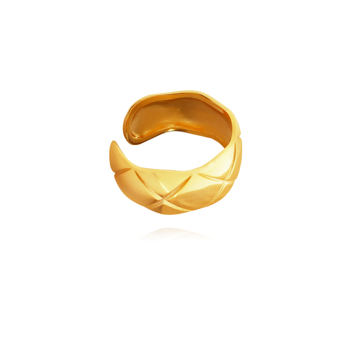 Culturesse Muccia Artisan 2cm Open Ring - Gold Vermeil