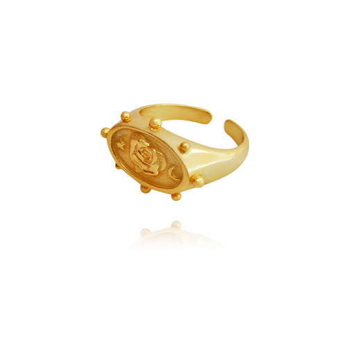 Culturesse Margaux Artisan Adjustable 2cm Open Ring - Gold Vermeil