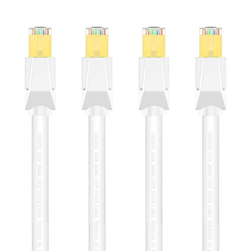 4PK Cruxtec CAT8 SF/FTP Triple Shield PoE Ethernet Cable 1m - White