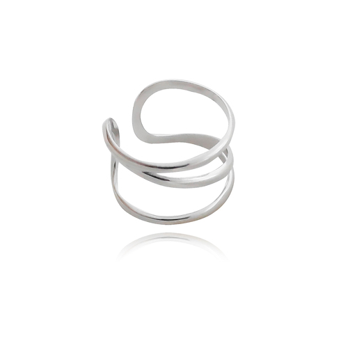 Culturesse Elva Artisan Line Band 2cm Open Ring - Silver