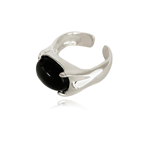 Culturesse Elliot Artisan 2.4cm Open Ring - Black Onyx