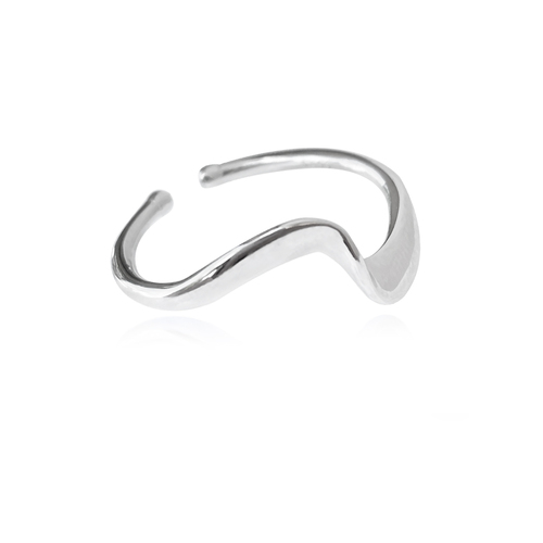 Culturesse Gwyn Artsy Wave Adjustable 2.1cm Open Ring - Silver