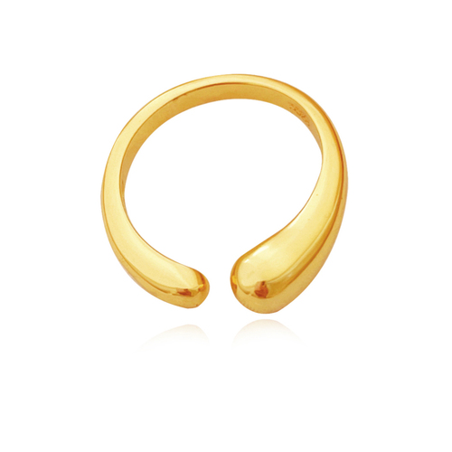 Culturesse Essie Simplicity Adjustable 2cm Open Ring - Gold Vermeil