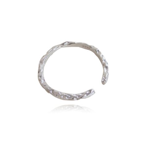 Culturesse Liv Fine Textured Adjustable 2cm Open Ring - Silver