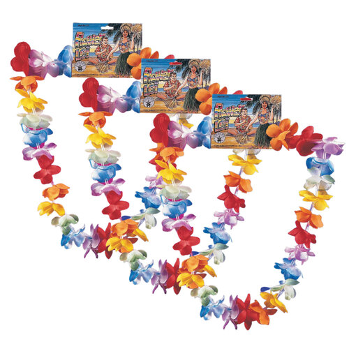 3PK Hawaiian Flower Leis Garland Hula Luau Beach Party Costume Accessory