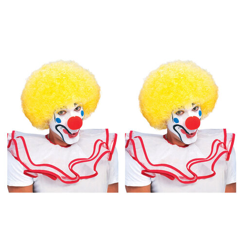 2PK Afro Clown Wig Adult Dress Up Costume Hair Accessory - Bright Yellow