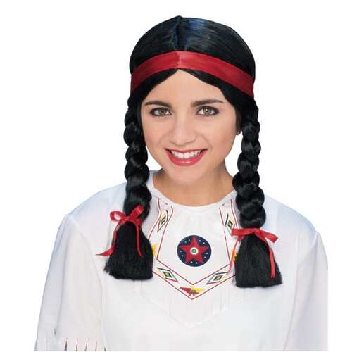 Native American Indian Female Adult Wig Plait Hair Black