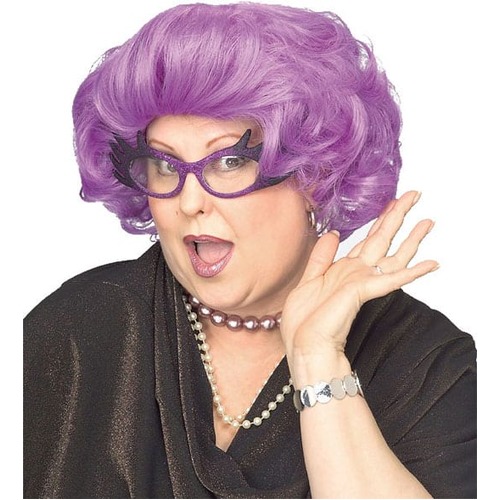 The Dame Edna Everidge Short Hair Wig Adult Purple