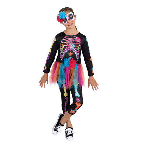 Rubies Skeleton Girl Neon Girls Dress Up Costume - Size 9-10 YRS