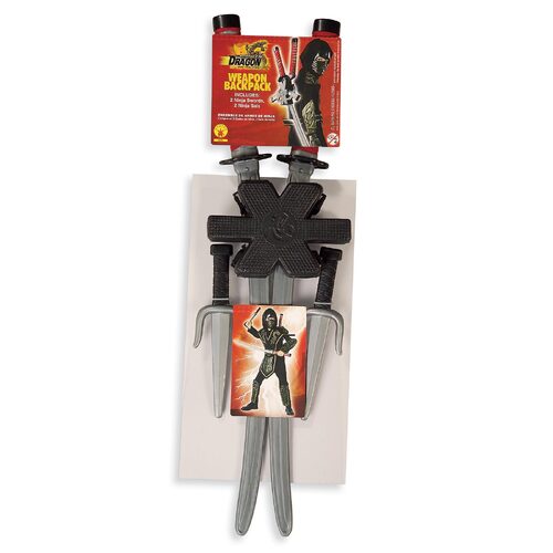 Ninja Warrior Weapon Set Costume Accessory w/ Swords/Daggers/Backpack