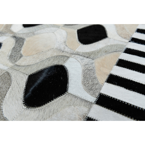 Darlin Ogee Pattern Hide/Felt Area Floor Rug Black/Grey 160x230cm