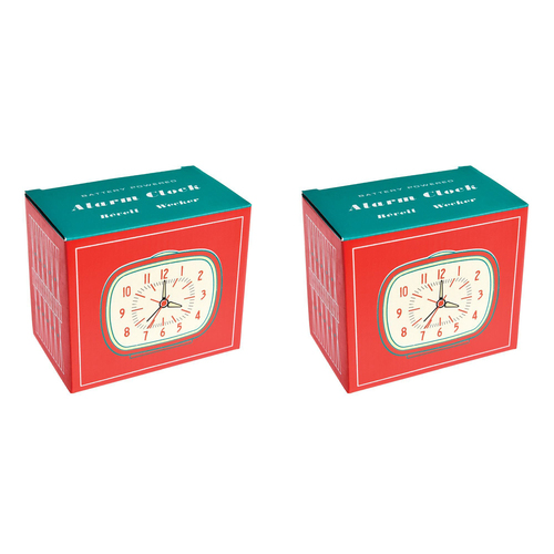 2PK Rex London Retro Style Alarm Clock Home Decor - Red