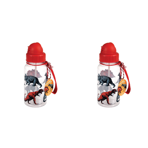 2PK Rex London Kids/Child 500ml Plastic Water Bottle - Prehistoric