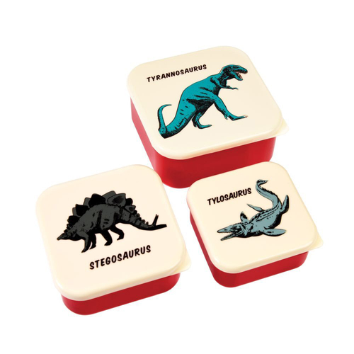 3pc Rex London Kids Plastic Snack Box Square Set - Prehistoric Land