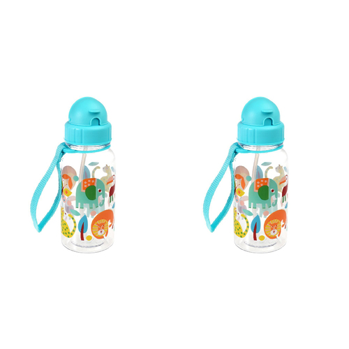 2PK Rex London Kids/Child 500ml Plastic Water Bottle - Wild Wonders