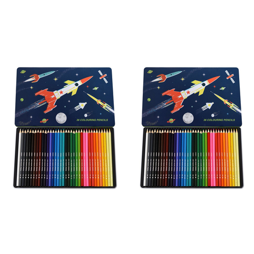 2x 36pc Rex London Colouring Pencils Drawing Stationery 3y+ - Space Age