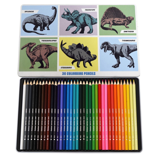 36pc Rex London Colouring Pencils Drawing Stationery 3y+ - Prehistoric Land