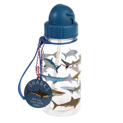 Rex London Kids/Child 500ml Plastic Water Bottle - Sharks