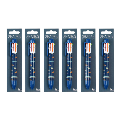 6PK Rex London Six Colour Writing Ball Pont Pen – Sharks