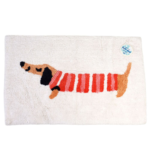 Rex London Tufted Cotton Bathmat Rectangular 50x80cm - Sausage Dog