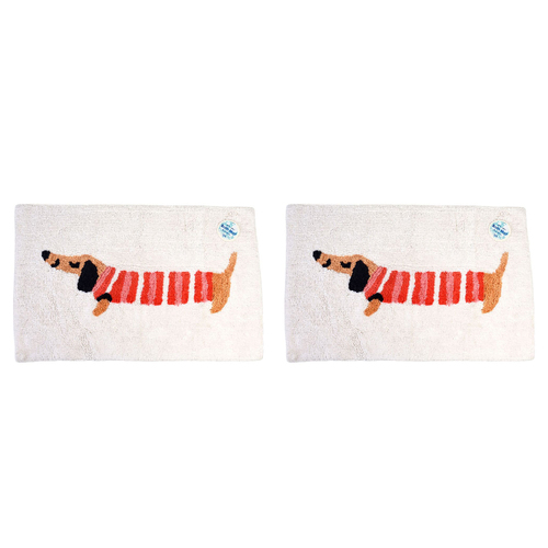 2PK Rex London Tufted Cotton Bathmat Rectangular 50x80cm - Sausage Dog